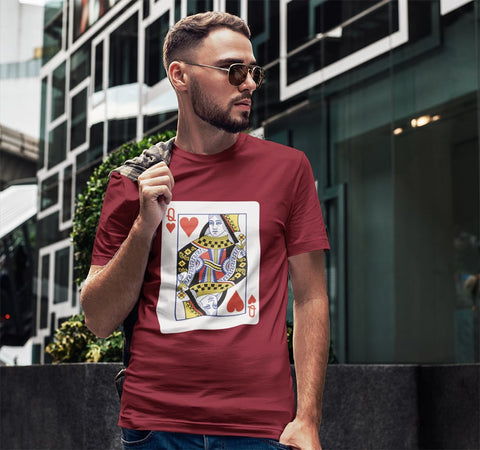 Queen of Hearts Playing Card - Men T Shirt