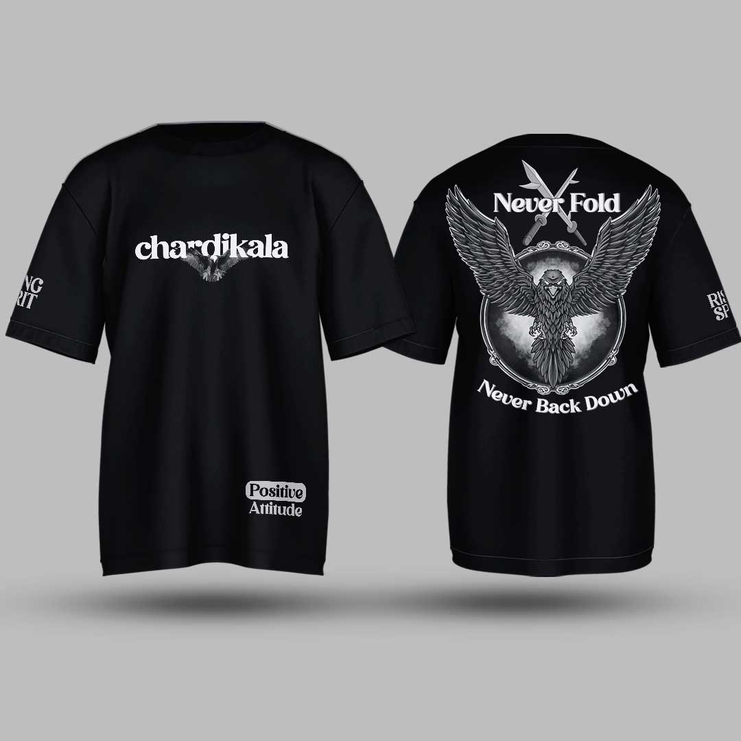 Chardikala Positive Vibes black Oversized T Shirt