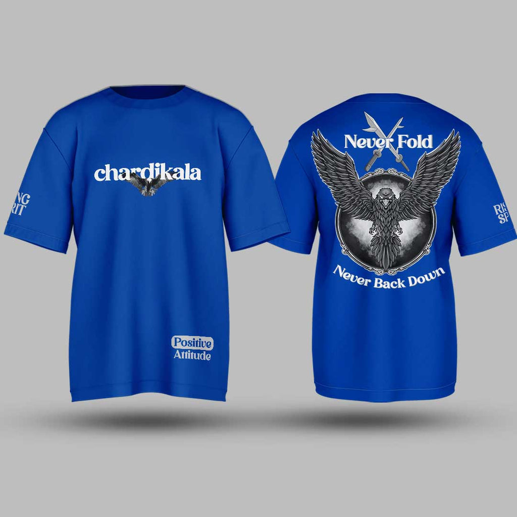 Chardikala Positive Vibes blue Oversized T Shirt