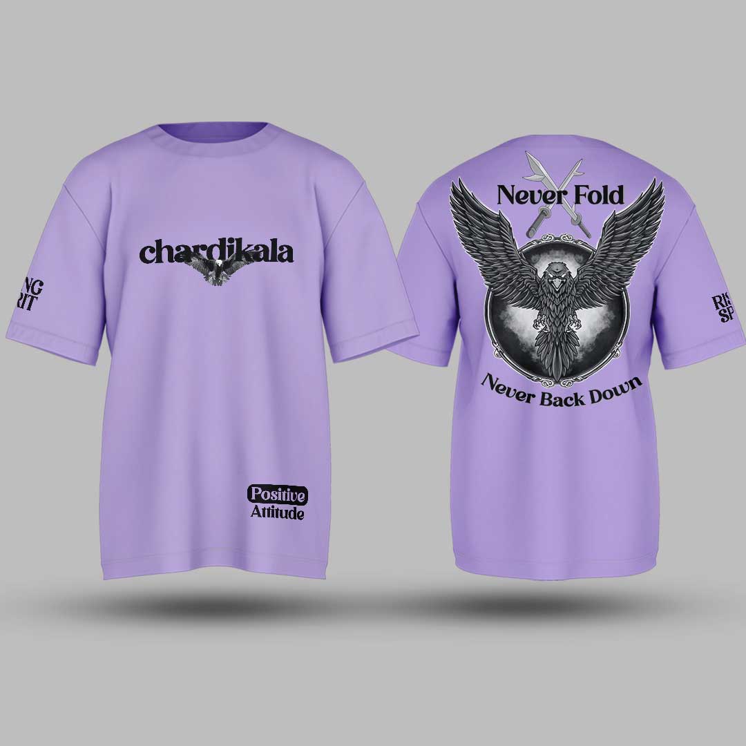 Chardikala Positive Vibes lavender Oversized T Shirt