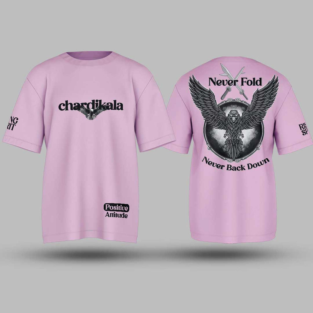 Chardikala Positive Vibes lilac Oversized T Shirt