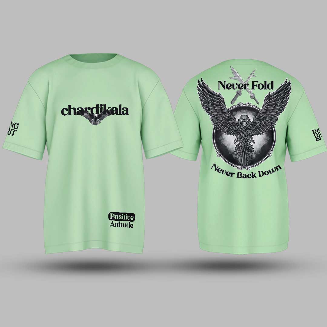 Chardikala Positive Vibes mint green Oversized T Shirt
