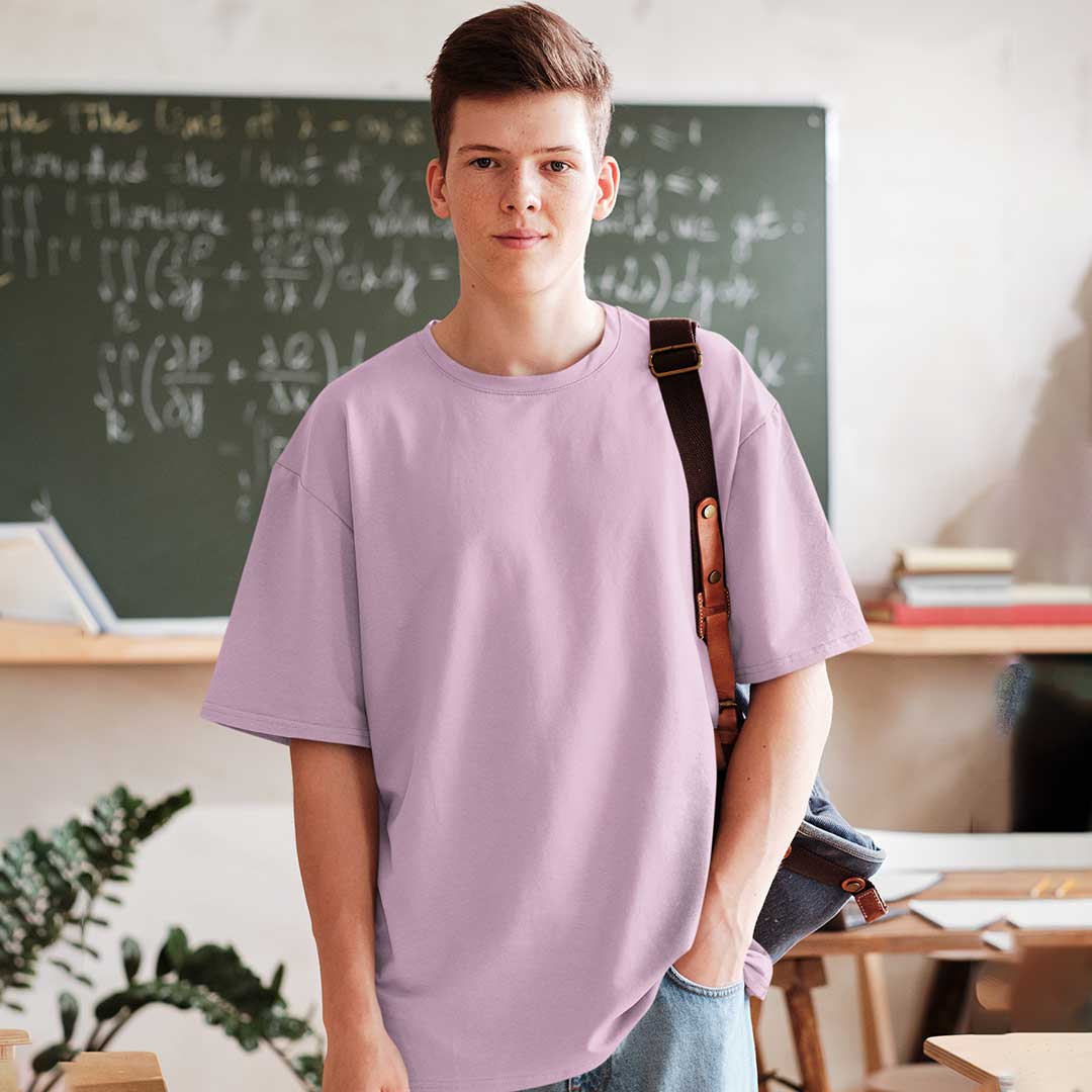 Plain lilac Oversized T Shirt For Men