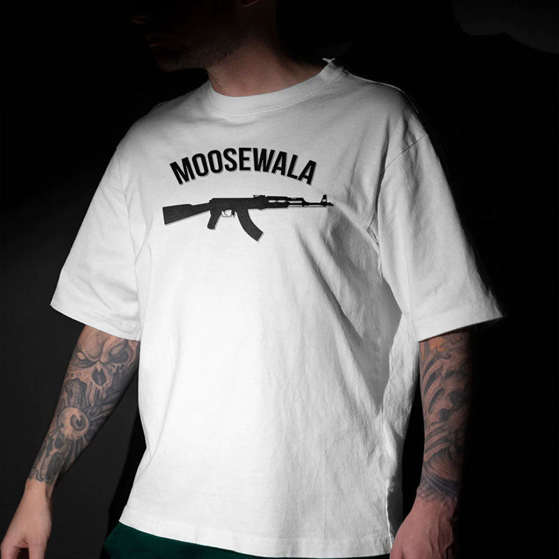 moose wala white oversized t shirt