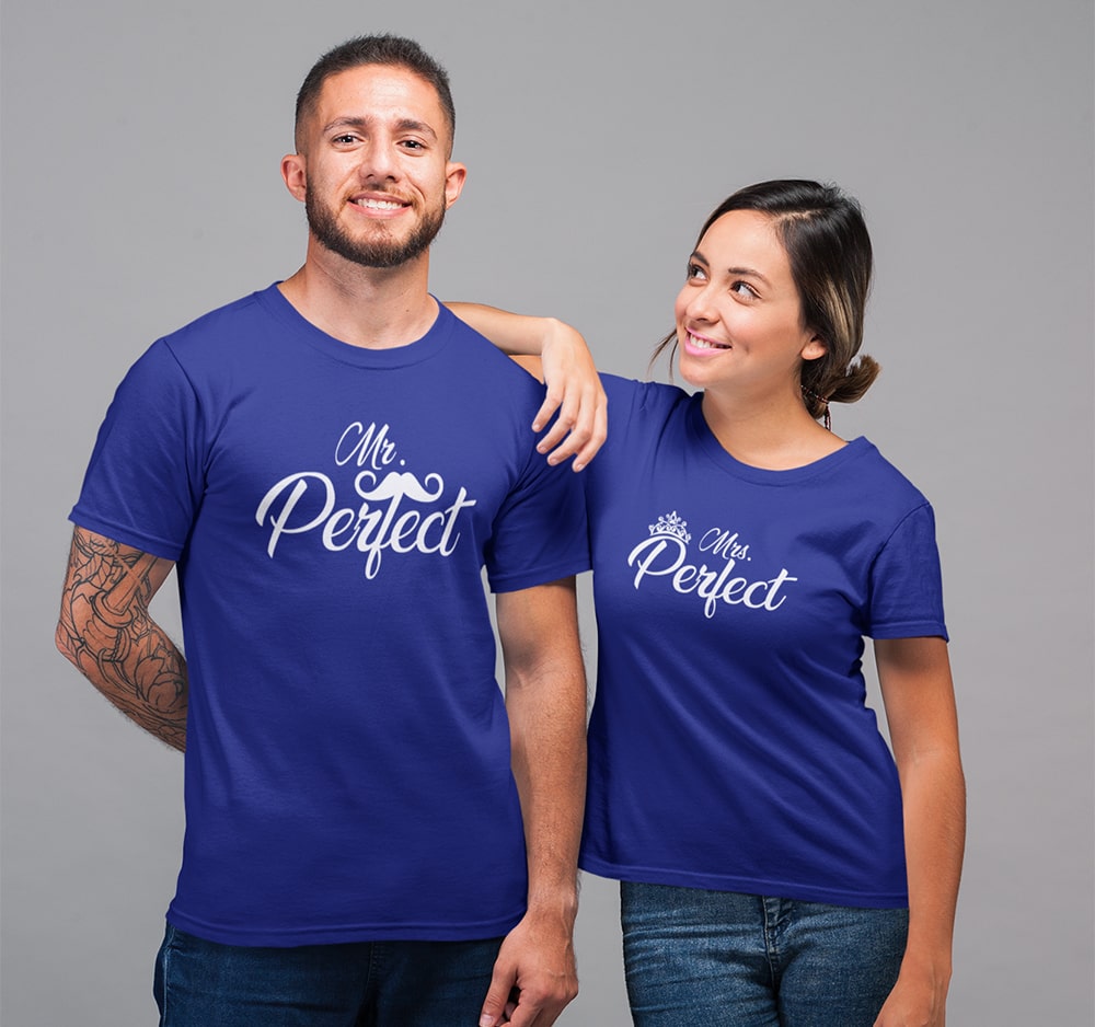 Mr And Mrs Perfect T Shirt Buy Matching Mr. Mrs. Couple T Shirts Online –  Punjabi Adda
