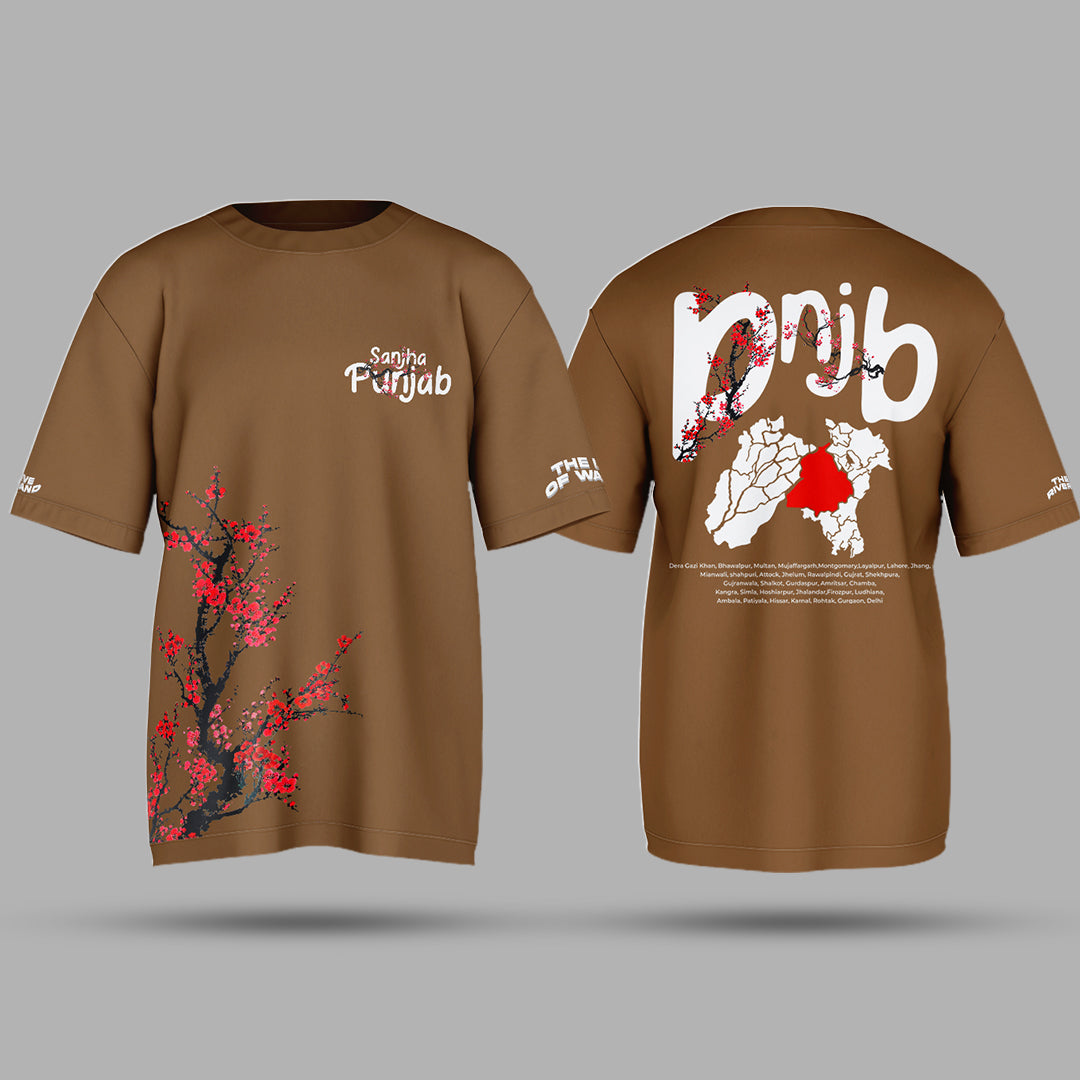 PNJB A Glimpse Of The Past coffee brown Oversized T Shirt