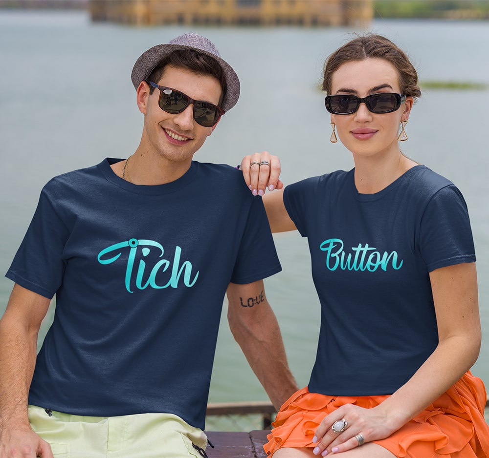 tich button couple t shirts