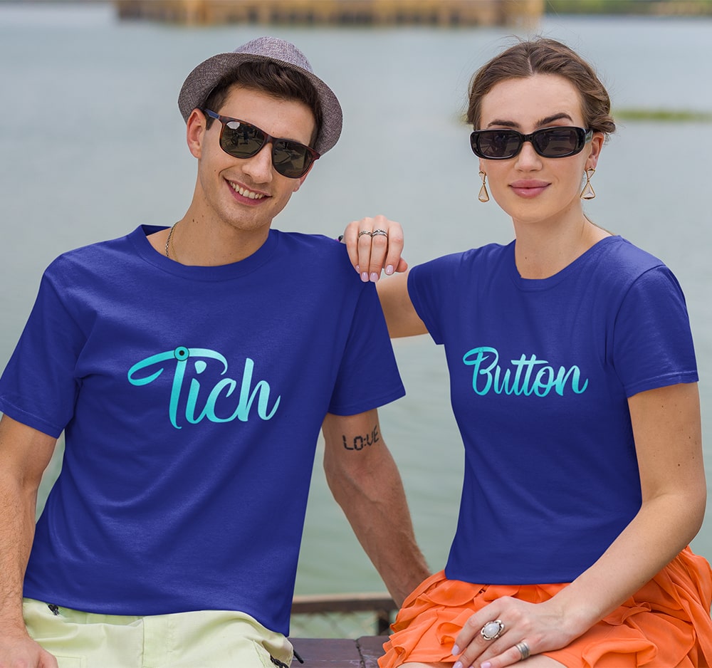 tich button couple t shirts