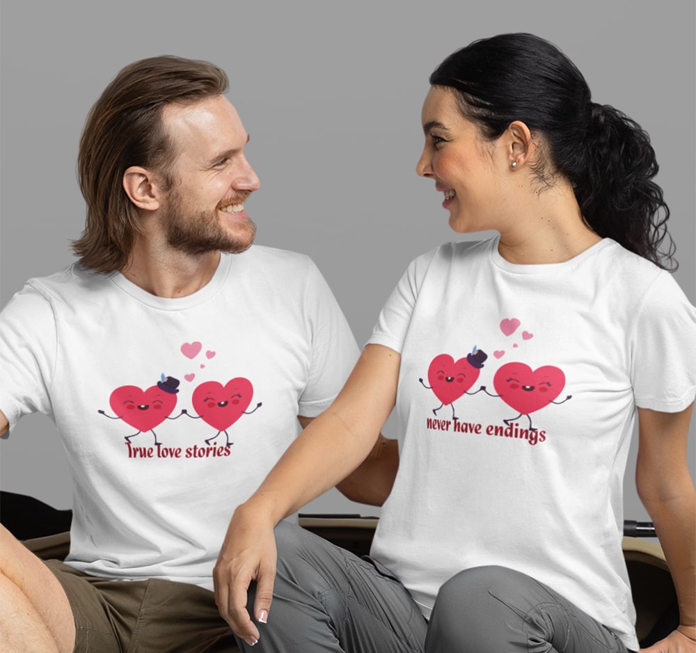 true love story never have ending couple t shirts